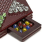 Yellow Mountain Imports Wooden Chinese Checkers Halma Board Game Set (12-Inch) with Storage Drawer and 60 Colored Glass Marbles