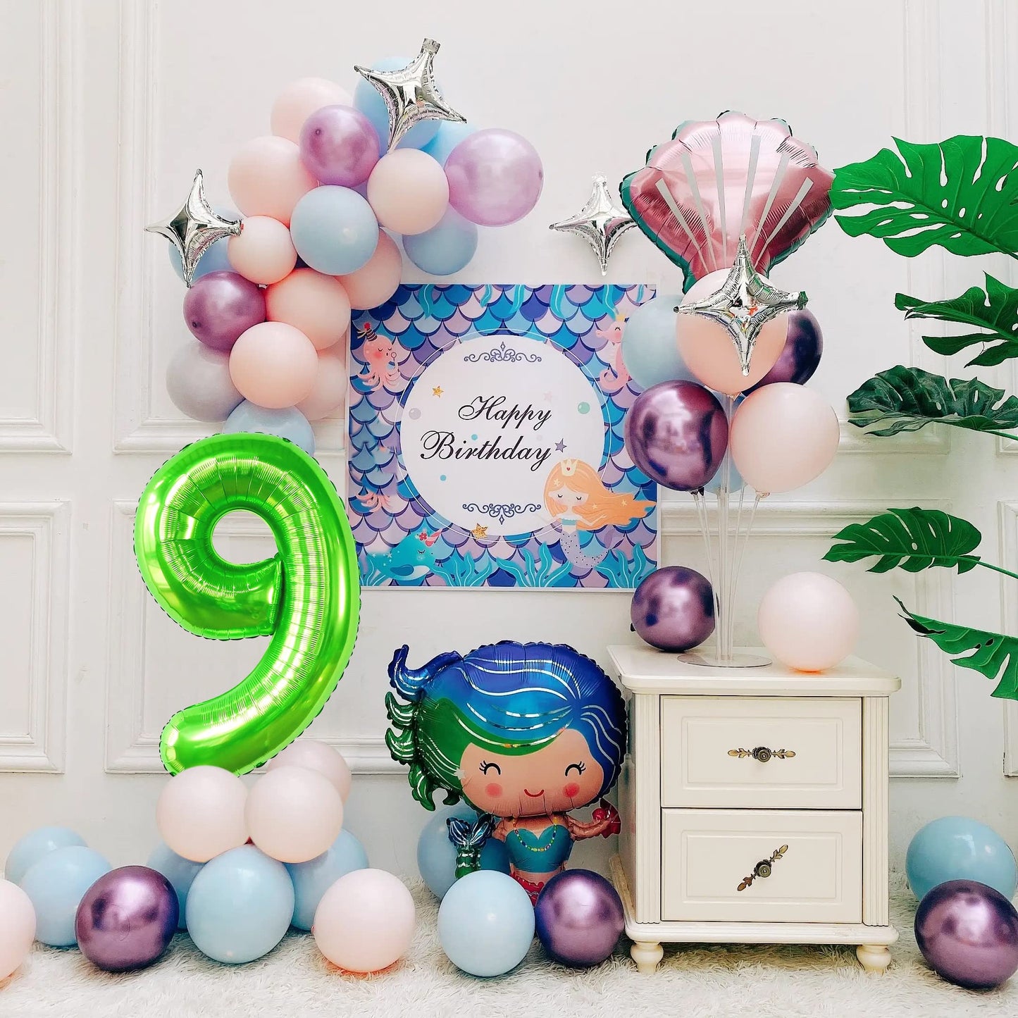 Smlpuame 40 Inch Number Balloon 0-9 Green Large Number 9 Balloons,Digital Balloons For Birthday Party Celebration Decorations Su
