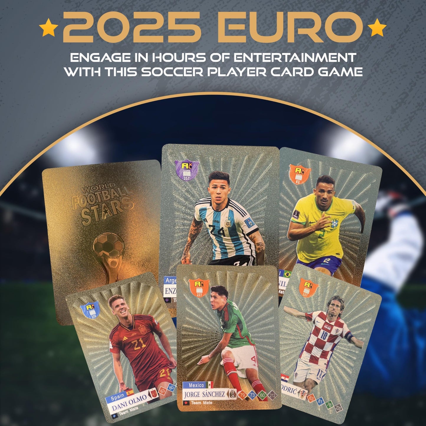 2025 Playing Soccer Cards | 55 Unique Cards for Soccer Players | Unforgettable Moments for The Whole Family for Friends  Siblings  and Soccer Fans | Printed on enhanced Paper - Golden