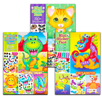 Make a Face Sticker Books for Kids - Bundle with 3 Sticker Face Books with Over 1000 Stickers Featuring Dinosaurs, Silly Pets, a