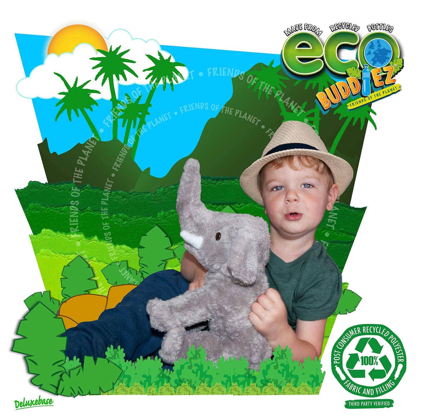 Ecobuddiez - Elephant From Deluxebase. 12 Inch Elephant Plush Toy. Eco Friendly Child Safe Elephant Stuffed Animal Made From Recycled Plastic Bottles.