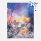 Galison Enchanted Snowfall - 1000 Piece Foil Jigsaw Puzzle Featuring A Beautiful Snowy Winter Landscape Under The Starry Sky