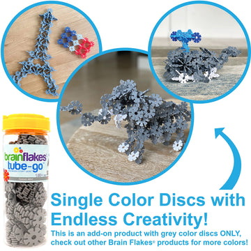 Brain Flakes 150+ Piece Tube-Go Gray - Classic Grey Single Color Add-On Travel Set