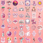 102 Pcs Preppy Stickers,Pink Stickers Supplies Pink Party Suitable For Unique Designed Vinyl Waterproof Stickers For Hydroflask