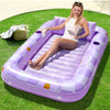 SLOOSH Inflatable Tanning Pool Lounger Float  70 x 46 Pool Floats mature-themed with Pillow  4 in 1 Suntan Tub Raft Floatie Sunbathing Bed Lounge for Water Blow Up Ball Pit Party Gifts  Purple Chase Flower