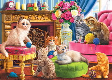 Roseart - Kodak Premium - Kittens By The Fireplace - 3000 Piece Jigsaw Puzzle For Adults