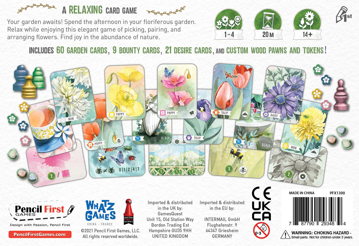 Pencil First Games Floriferous Card Game - Relaxing Garden Game for 1-4 Players, Multicolor, Model PFX1300, Cardboard