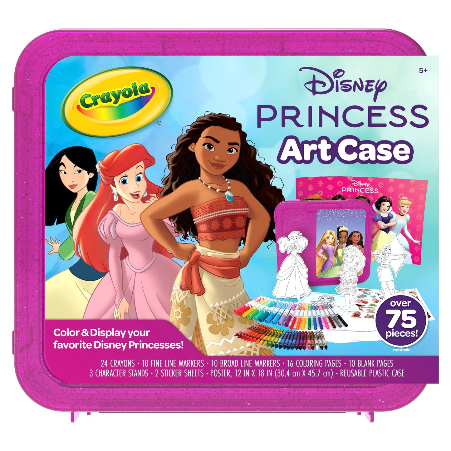 Crayola Disney Princess Art Case (75ct) Art Kit for Kids, Art Supplies, Disney Coloring Set, Disney Toys, Gift for Girls & Boys