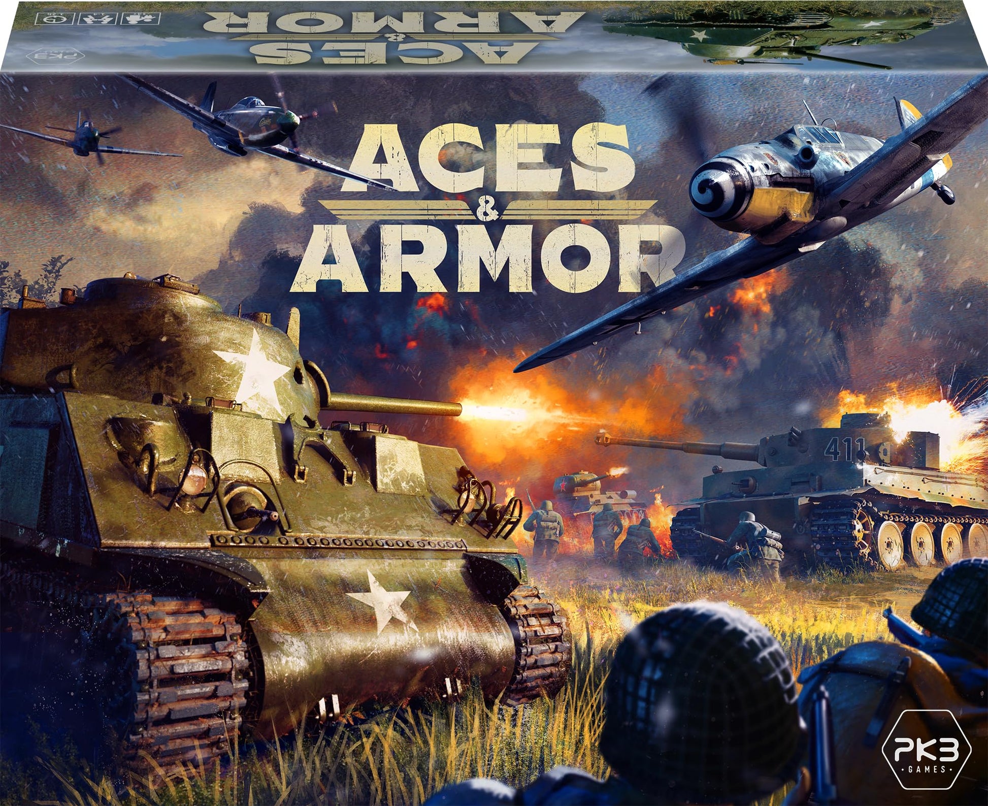 Aces & protective covering  WWII War Miniatures Strategy Board Game  Ages 14+  1-4 Players  1-2 Hours Playing Time