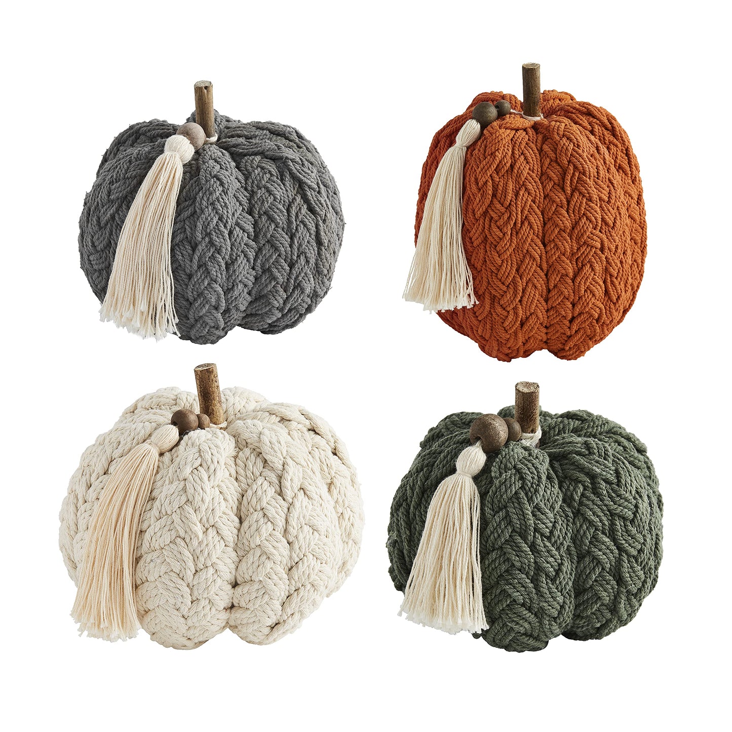 Mud Pie, Gray Braided Rope Pumpkin Sitter, 4 3/4'' X 6 1/2'' Dia