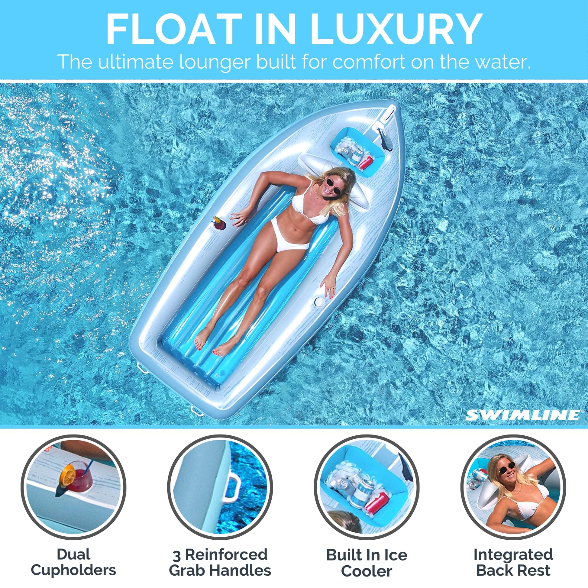 Swimline Classic Cruiser Pool Float, Blue/Grey – Toytooth