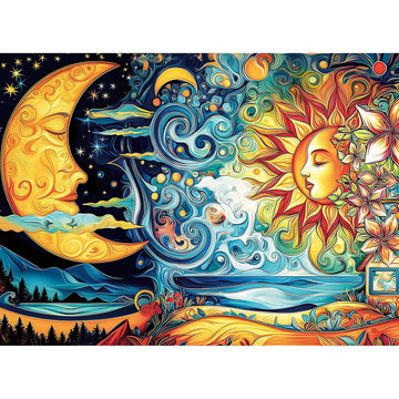 HQXXJW 300 Piece Puzzles for mature-themeds  300 Piece Puzzles for mature-themeds Large Piece  Fantasy Sun Moon Jigsaw Puzzle  Funny Gift for mature-themed Kids  Challenging Puzzle Perfect for Game Nights  20.5 X 15 in