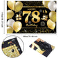 IMISI 78th Birthday Banner - Black Polyester Decorations for Men's Party