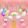 3Rd Rainbow Theme Happy Birthday Banner Decoration Multicolour For 3 Year Baby Boys Girls Kids 5 Pc Rainbow 10 Pc Multicolor Bal