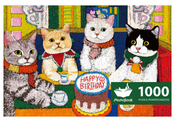 Puzzles For Adults 1000 Pieces, Momibook Jigsaw Puzzles Of Birthday Cat, Painting Image 75X50Cm(29.5''X19.7'') Toys & Game Puzzl