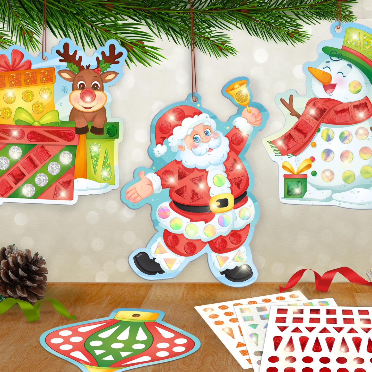 Imagimake Mirror Mosaic Christmas Kids Art Set | DIY Craft Kit | Foil Stickers for Kids | Birthday Gift for Girls and Boys Ages