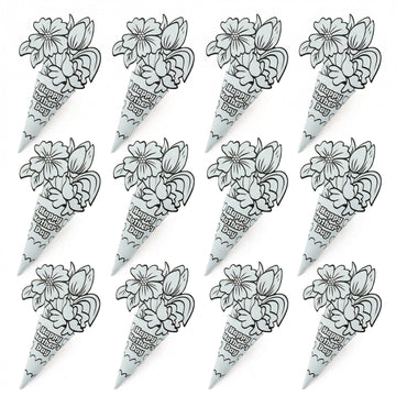Fun Express Paper Flower Bouquet Kit for Kids - 12 DIY Flower Craft Kits for Mothers Day Crafts for Kids Classroom | Color Your 