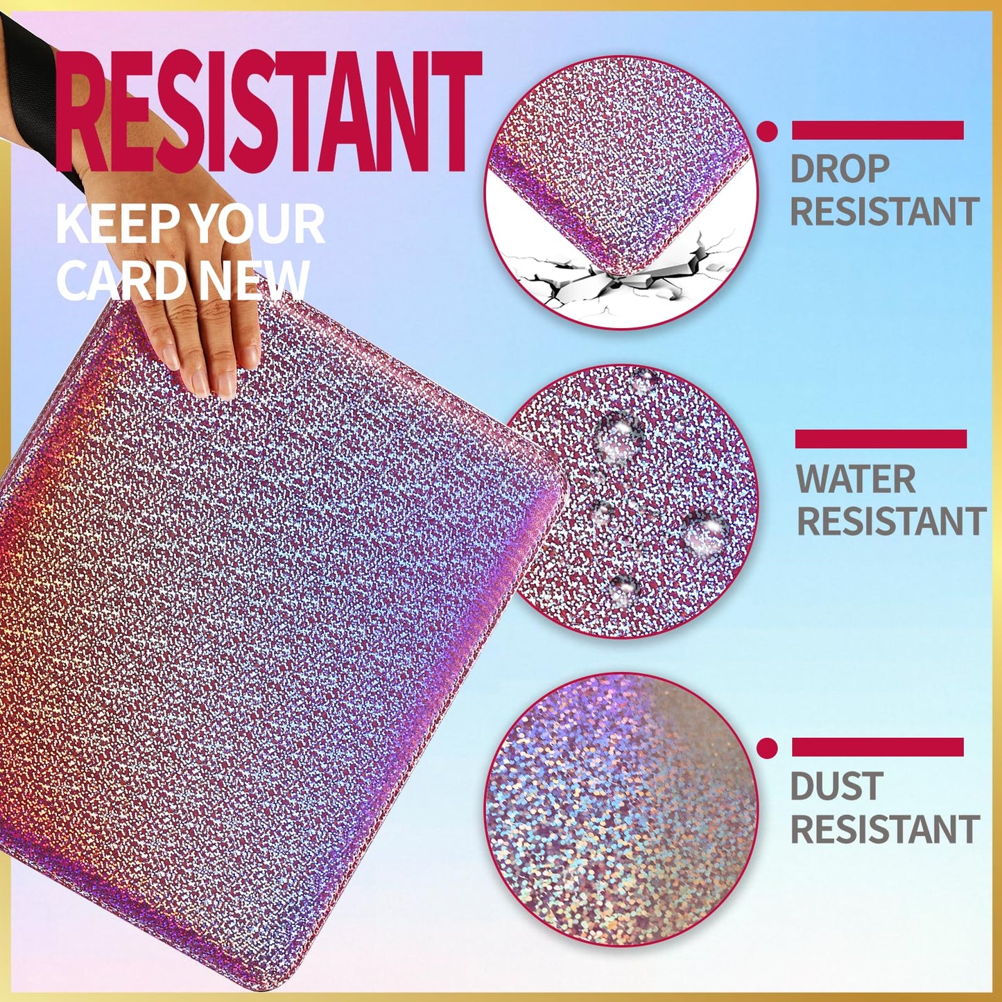 Dosanlues 9 Pocket Card Binder - 1080 Double Sided Pocket PU enhanced Zip Trading Card Binder Collectible Card Albums for MTG  TCG  Sports Cards  Game Cards - Purple