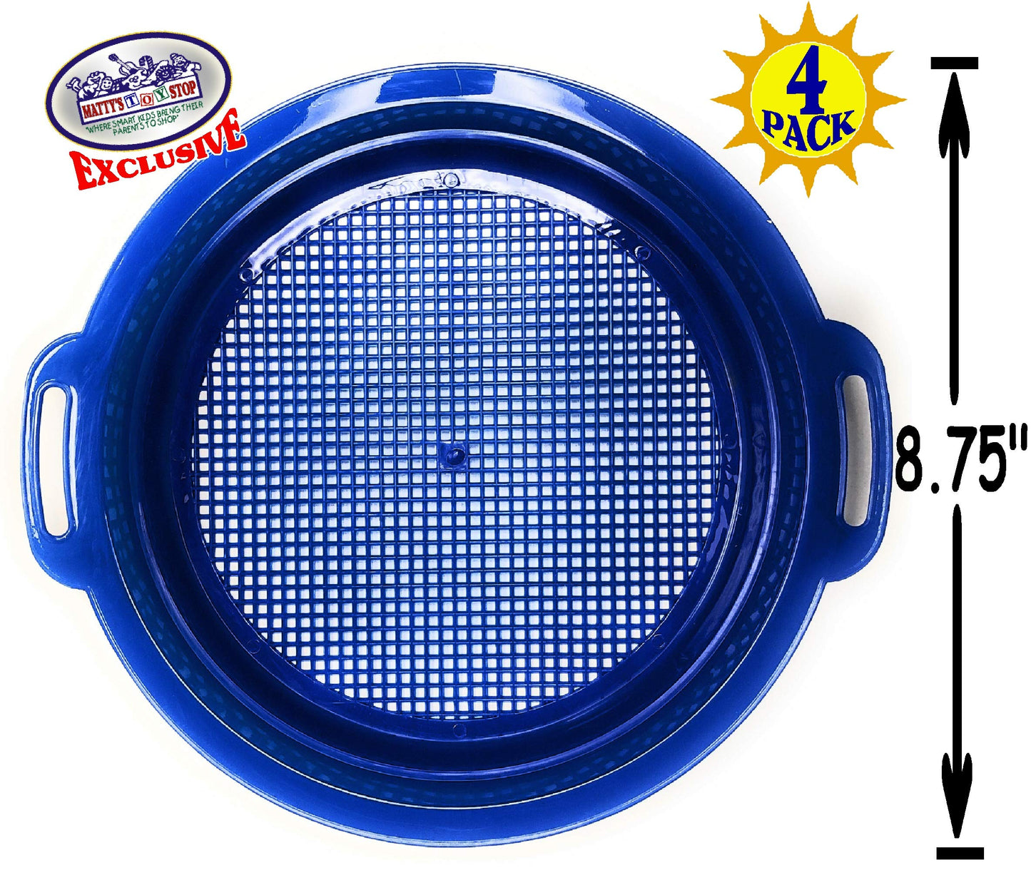 Matty'S Toy Stop Sand Sifter Sieves For Sand & Beach (Red, Blue, Yellow & Green) Complete Gift Set Bundle - 4 Pack (8.75'' X 9.7