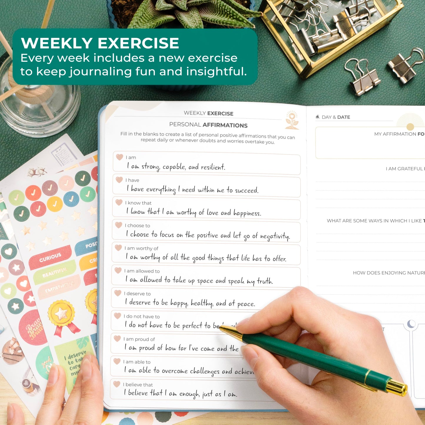 Clever Fox Gratitude Journal Premium - Happiness, Positivity & Affirmation Journal - Inspirational Daily Notebook, 6 Months (Aqu