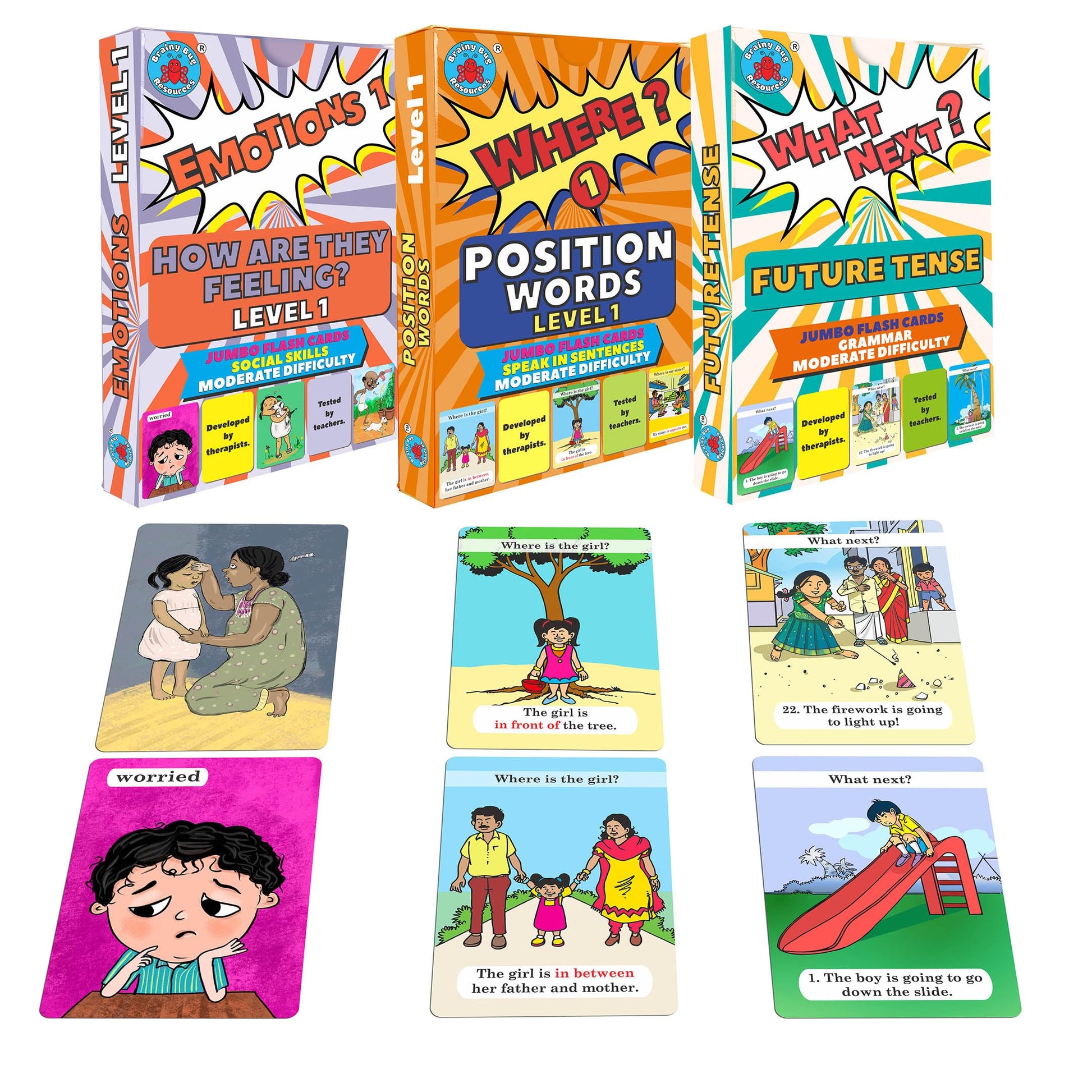 Brainy Bug Resources Social Skills, Grammar | Emotions Level 1, Prepositions, Level 1, Future Tenses, Level 1 | AudioEnabled Fl