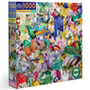 eeBoo: Piece and Love Hummingbirds and Gems 1000 Piece Square mature-themed Jigsaw Puzzle  23 x 23 When Completed  Sturdy Puzzle Pieces  for Ages 14 and up