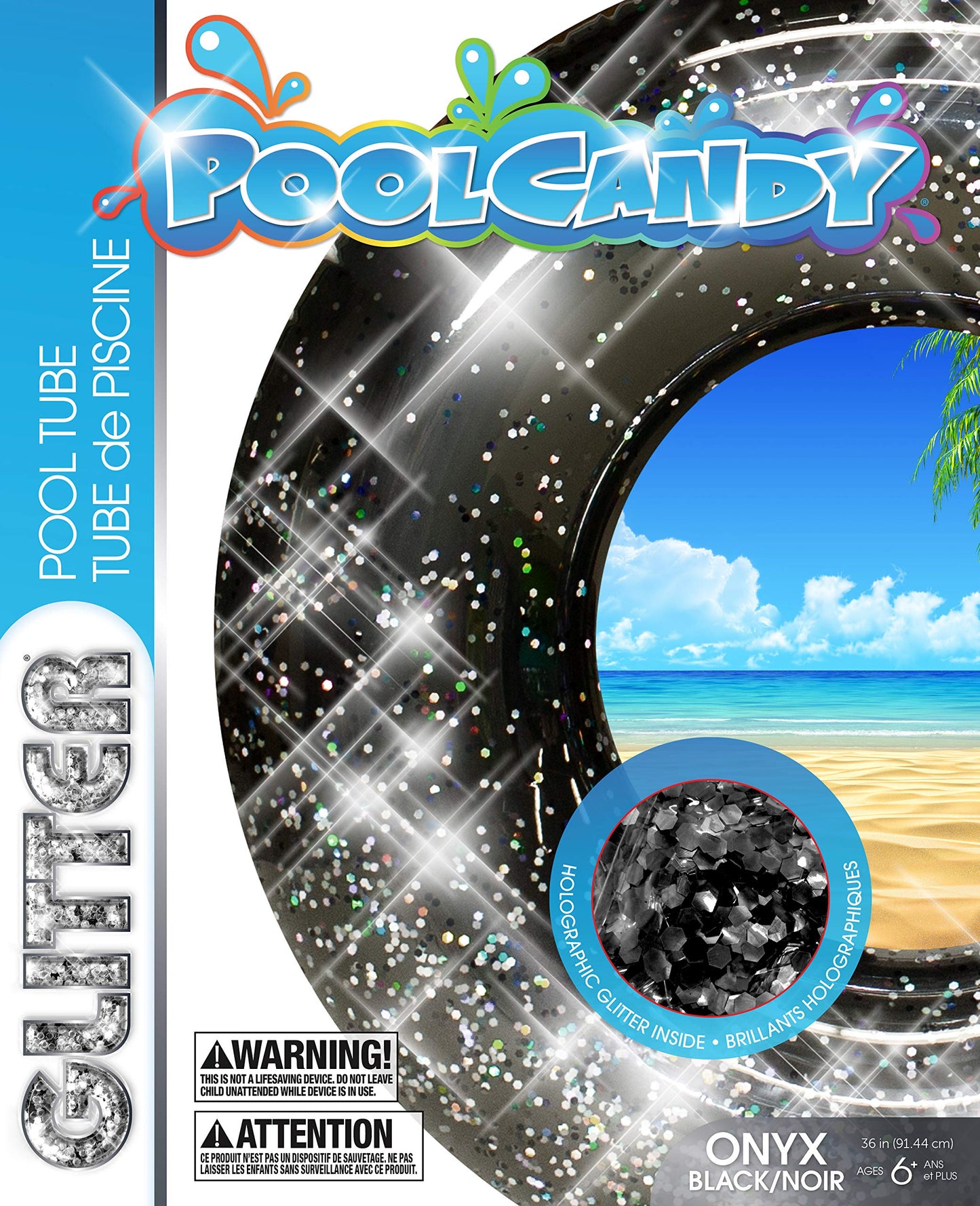 PoolCandy Jumbo Pool Tube, 48, Black Onyx Glitter