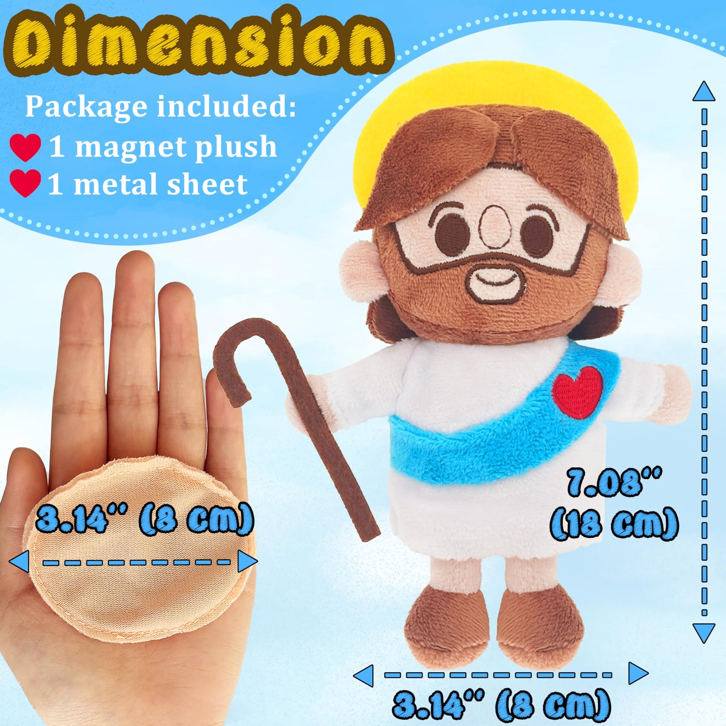 Beeadore Jesus Toys Figures 7, Jesus Plush Doll Shoulder Stuffed Animal Costume Props Room Decor Christian Religious Party Favor