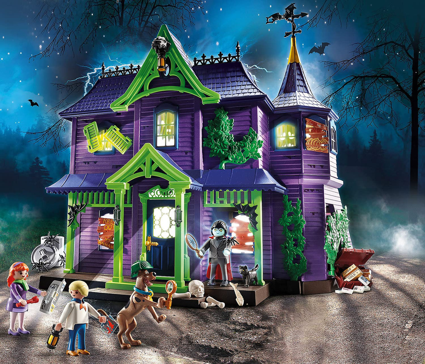 Playmobil Scooby-Doo Adventure in The Mystery Mansion Playset, Multi-Colored, ST Size, Fun for Kids, Imaginative Play