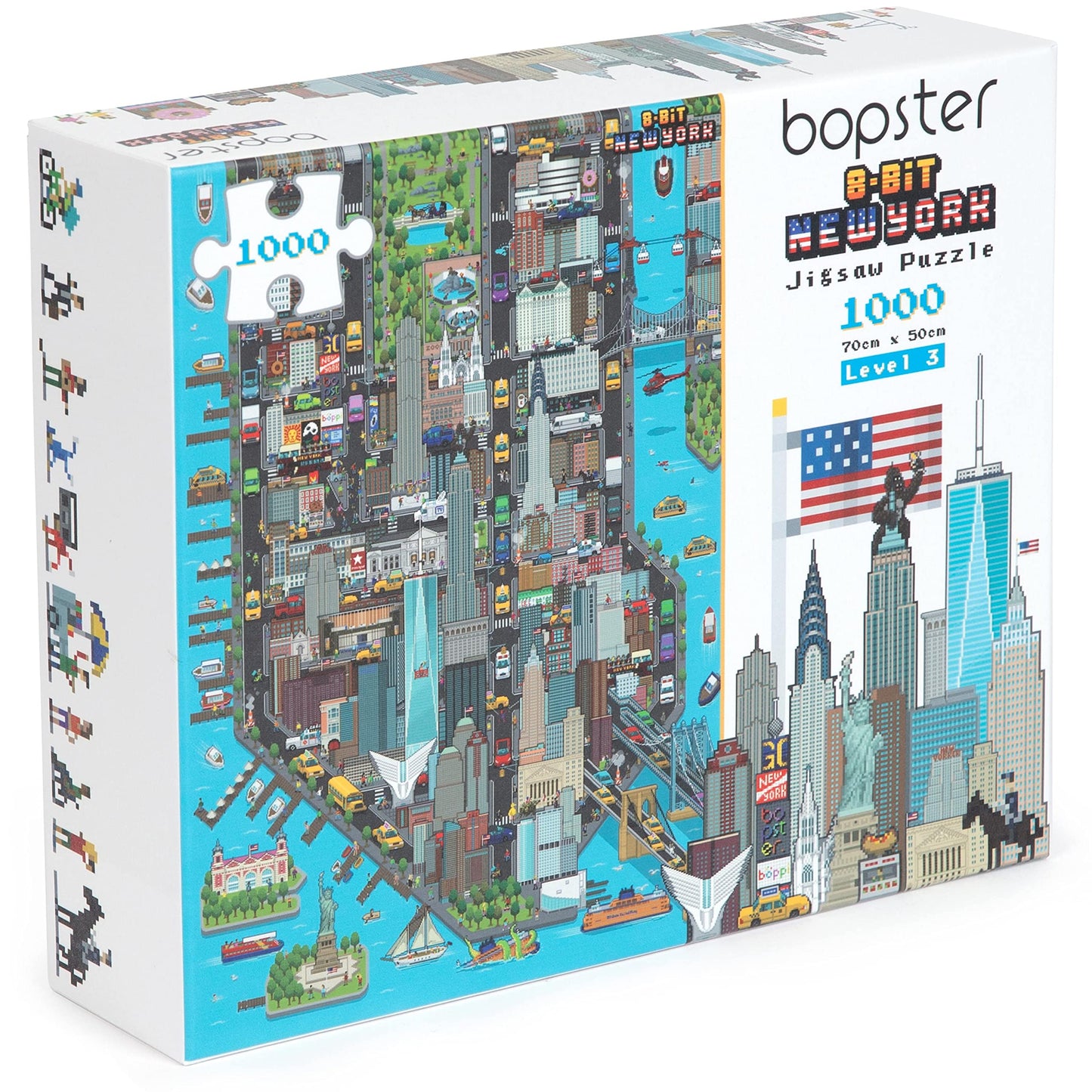 1000 Piece Puzzle - 8-Bit Retro Gaming Style New York City Jigsaw Puzzles 1000 Pieces For Adults Made With 100% Recycled Cardboard - Puzzles For Adults Level 3 By Bopster
