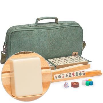 Yellow Mountain Imports American Mahjong Set, Heather With Soft Case - All-In-One Racks With Pushers, Scoring Coins, Dice, And Wind Indicator