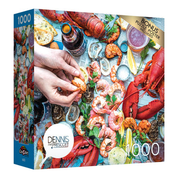 RoseArt 1000 Piece Jigsaw Puzzle - Dennis Prescott Summer Vibe Seafood, Multi-colored, Cardboard, Model 6600ZZE