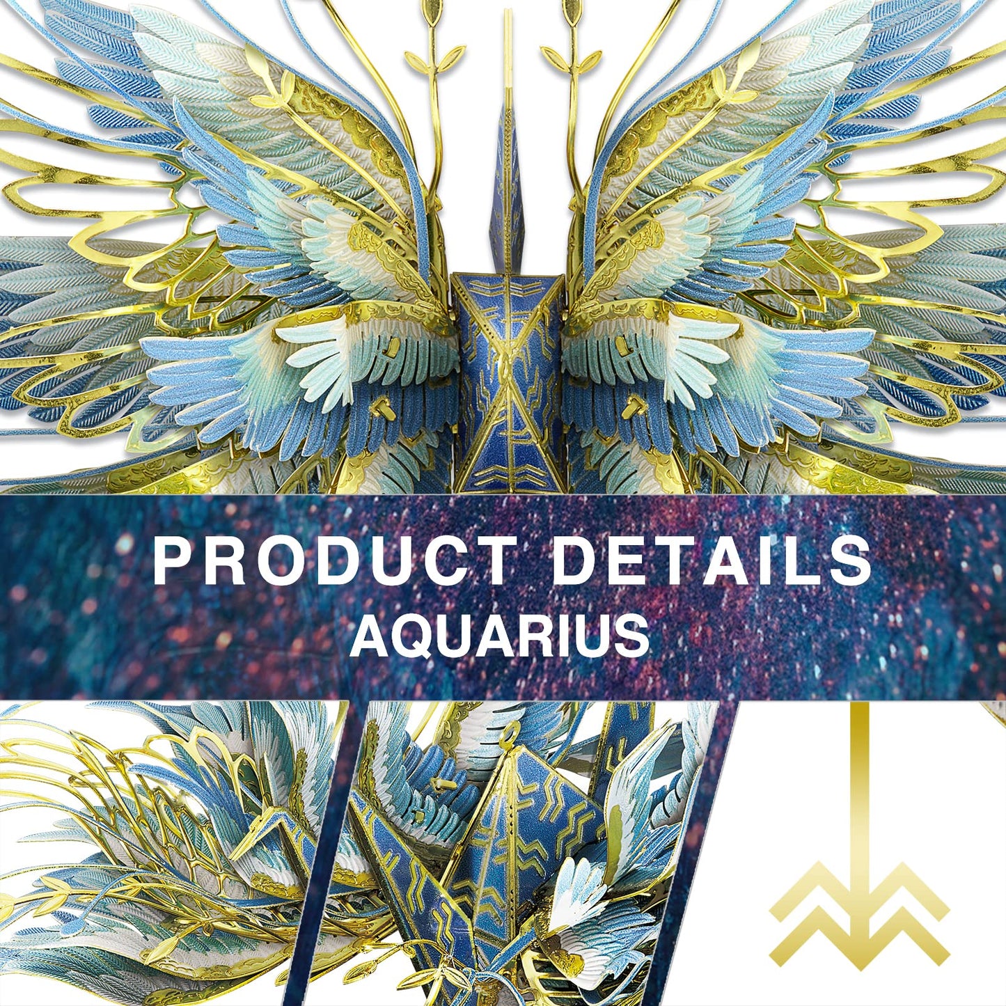 Piececool 3D Metal Model Kits For Adults, 12 Constellation Series - Aquarius Wish Cranes Model Building Kits, Brain Teaser 3D Puzzle Diy Craft Kits Best Birthday Gifts, 51Pcs