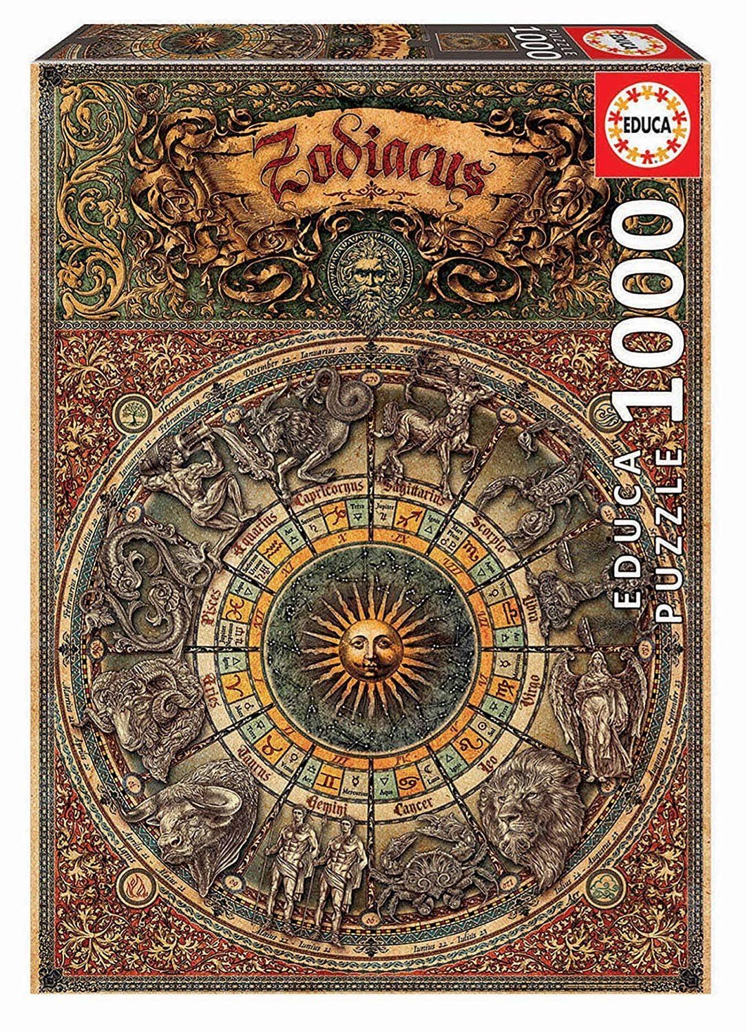 Educa 1000 Piece Zodiac Jigsaw Puzzle with Glue, Multicolor, 26.8" x 18.9", Model 17996, Ages 14+