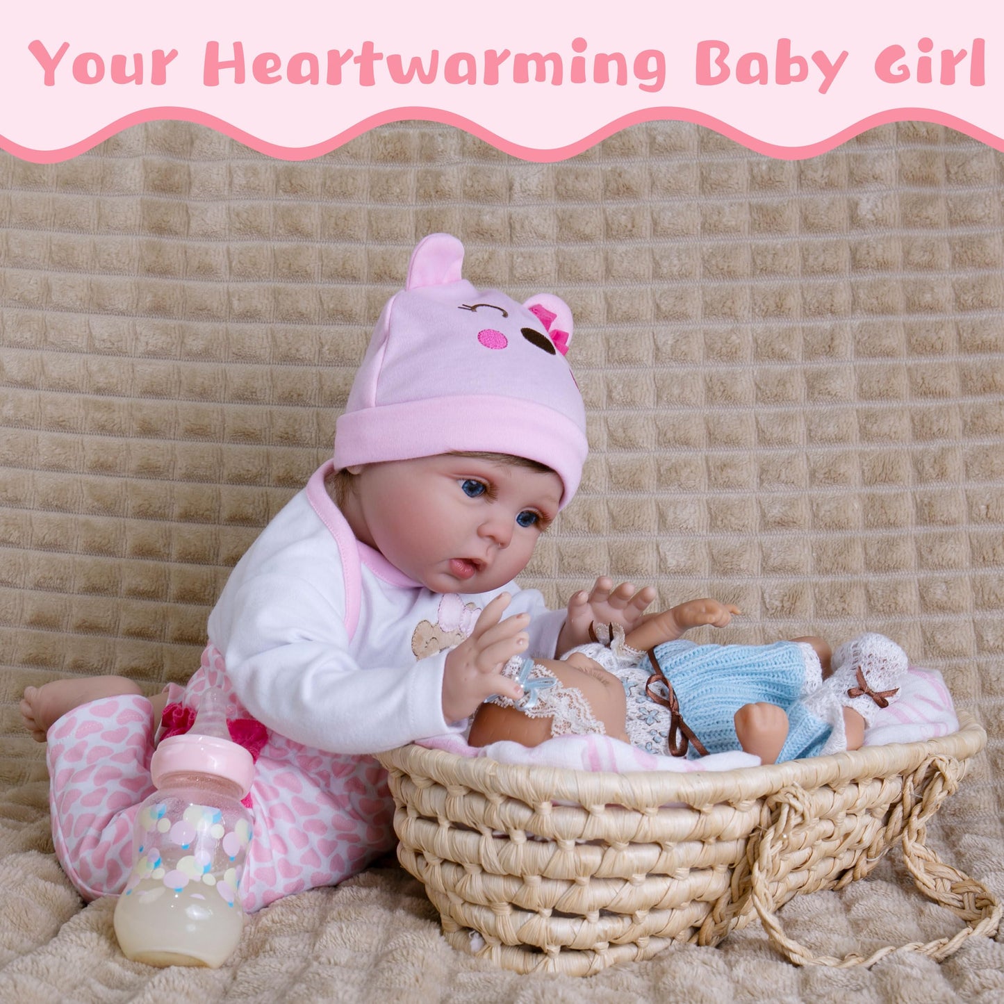 Ekokiz Lifelike Reborn Baby Dolls 22-Inch Realistic Newborn Baby Dolls That Look Real Cloth Body Real Life Baby Doll Girls With