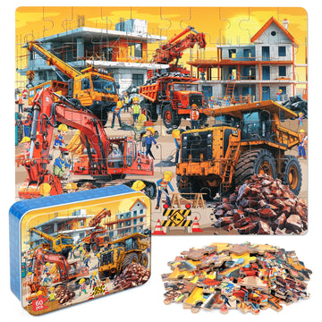 Lelemon Puzzles For Kids Ages 4-8 6-8 8-10,60 Piece Construction Site Puzzles For Kids Boys Girls Children Learning Educational 