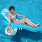 SLOOSH Pool Floats Lounger mature-themed  Fabric Pool Floaties Lounge Convertible 2-in-1 Floating Water Floaty with Cup Holders Adjustable Backrest Recliner for Pool Party(Blue)