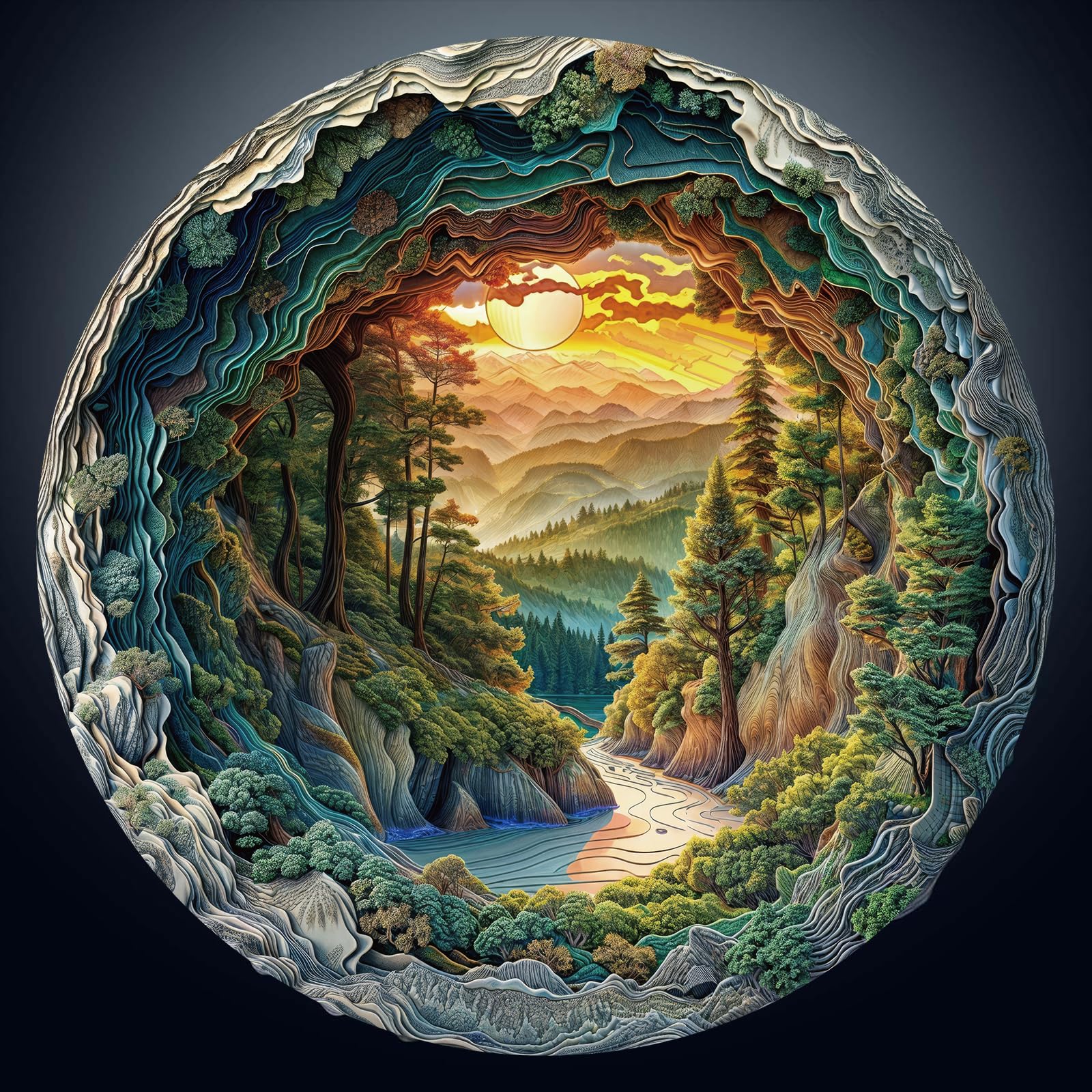 1000 Piece Puzzle for mature-themeds  3D Visual Cave Forest Jigsaw Puzzles for mature-themed  26.6 x 26.6in 1000 Pieces Flat Puzzle  Christmas Birthday Party Home Decor Gifts for Family Friends