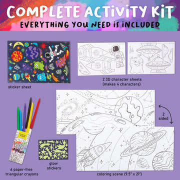 Creativity For Kids Wonder Worlds 3D Coloring Craft Kit: Outer Space Exploration - Space Coloring Kit For Boys And Girls Ages 6-8+, Kids Gifts And Activities