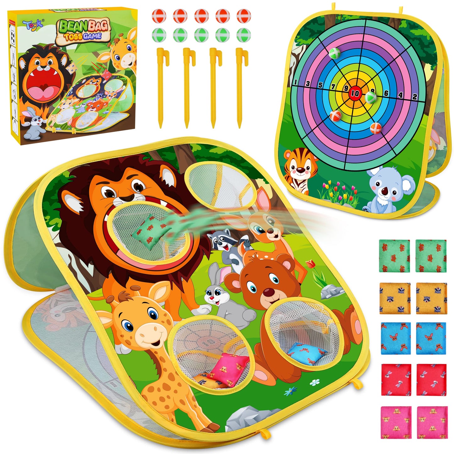 Toyk Animal Bean Bag Toss Game - Outdoor Family Party Toy for Kids, Ages 3-6, Model M003, Plastic