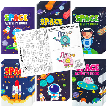 24Pcs Space Activity Books For Kids Space Theme Mini Games Coloring Book Set Bulk Mazes Word Search Word Scramble Games For Birt