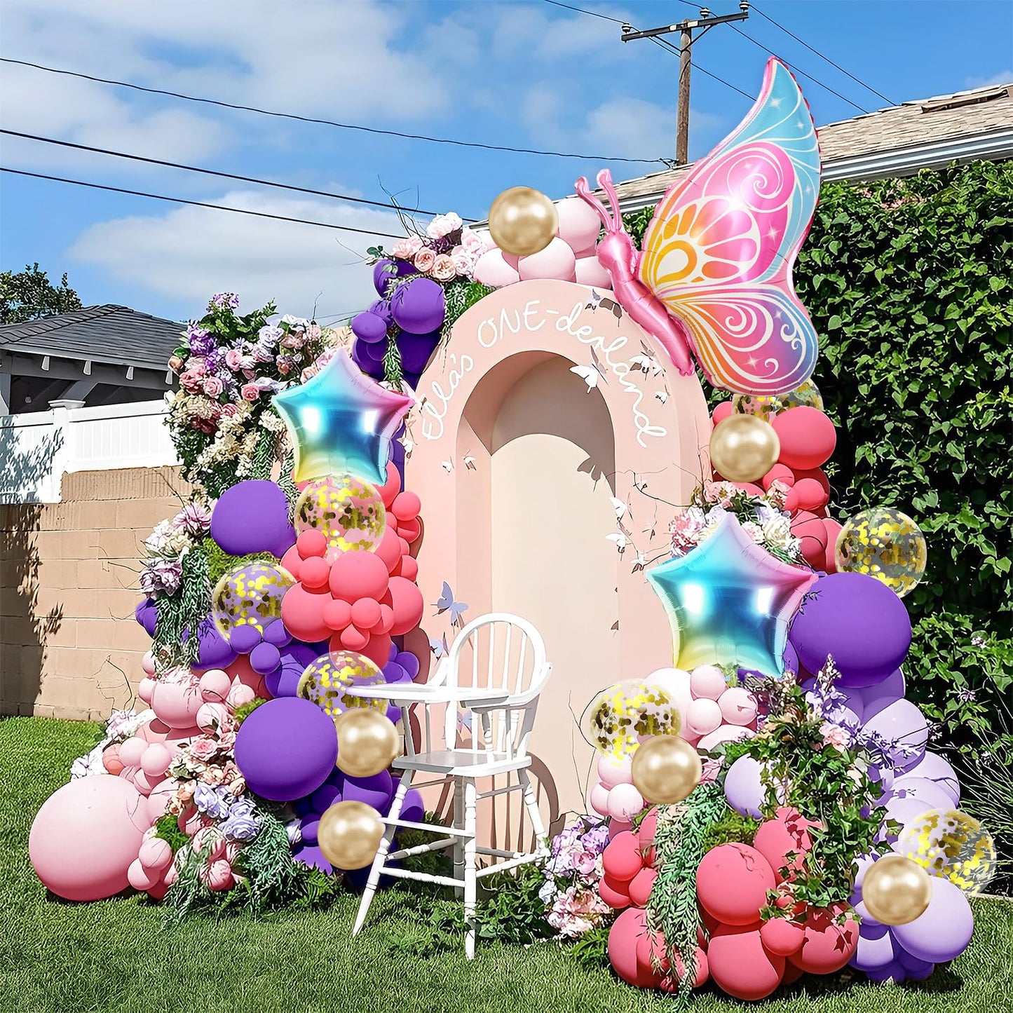 146Pcs Butterfly Balloons Purple And Pink Butterfly Balloon Arch Kit For Baby Shower, Wedding, Birthday Decorations