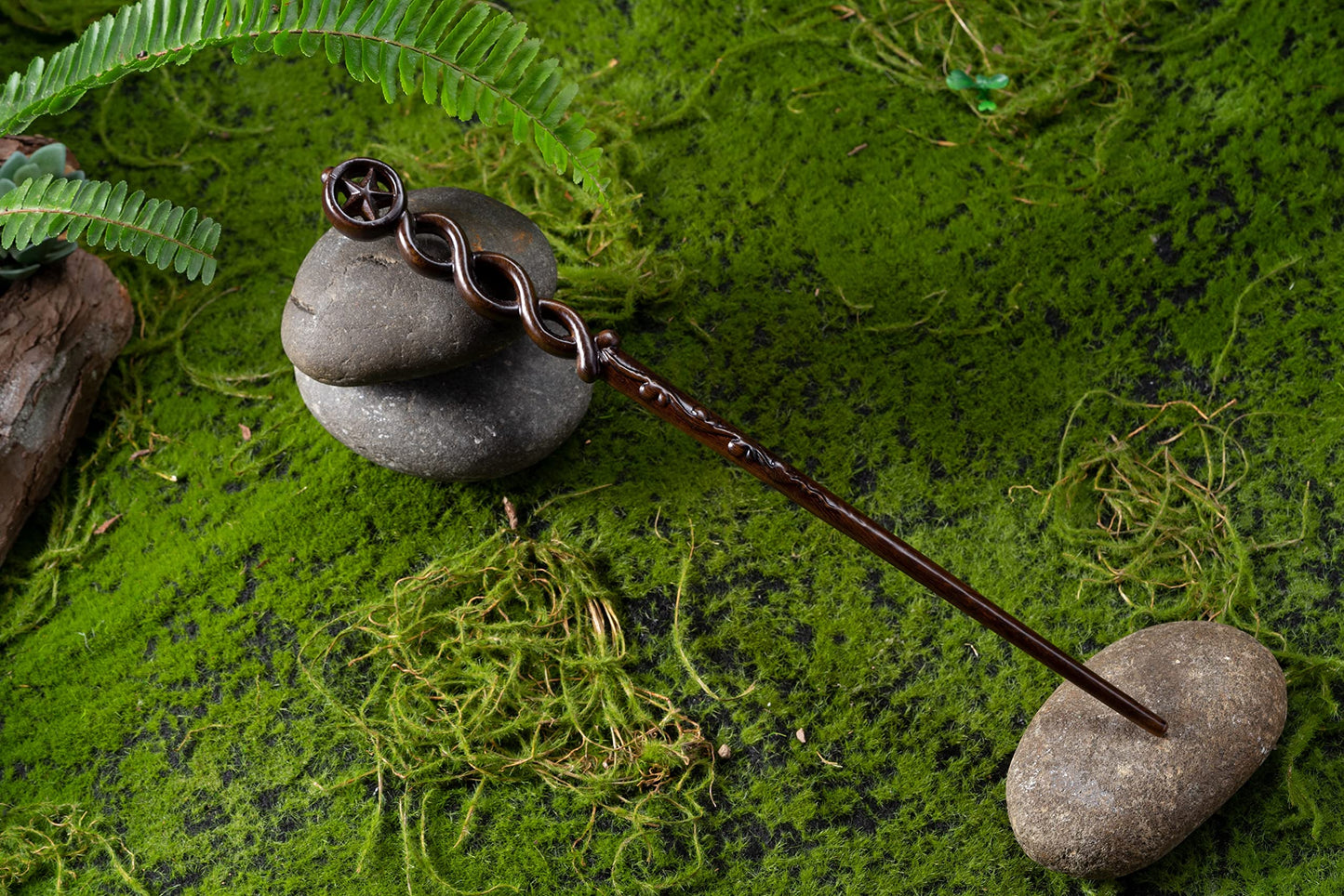 Handicraftviet Hand Carved Wood Magic Wizard Wand/Witch Wand Real Wood Wands 15 Inch For Wizards/Magical Gift For Halloween, Christmas And Birthday Party/Wooden Wand Star (S5)