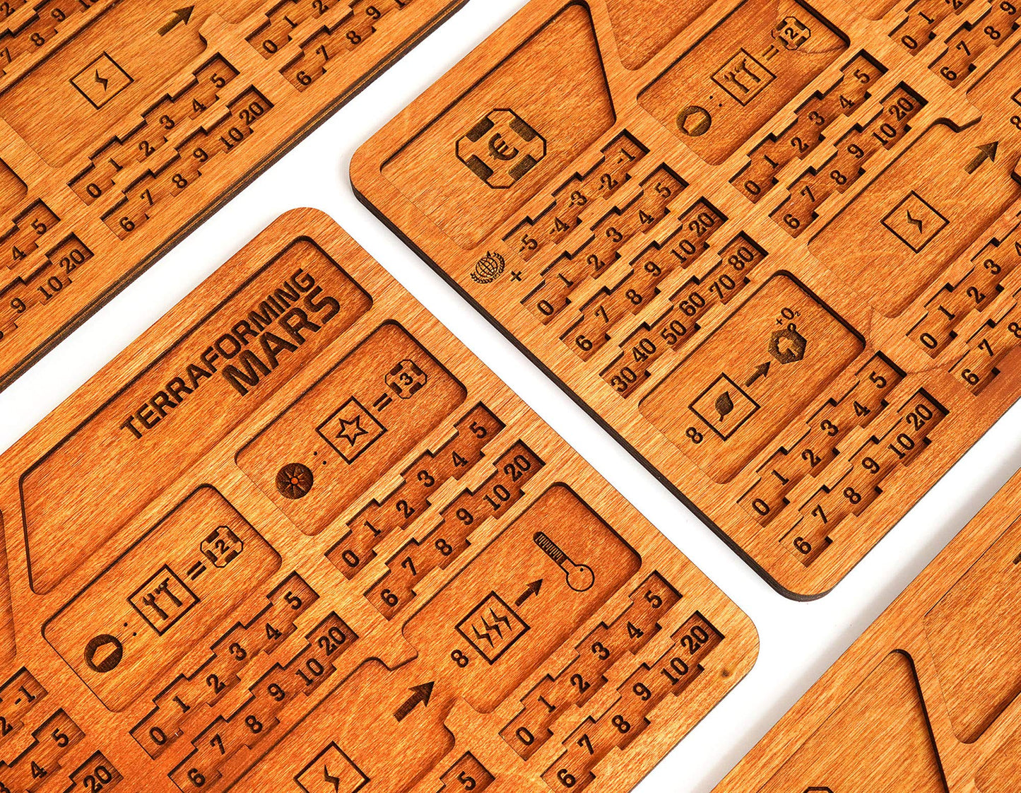 Smonex 5 Wood Player Boards Compatible With Terraforming Mars Board Game - Gaming Organization With Player Trays Suitable For Al
