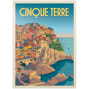Mypuzzle Italy: Cinque Terre, Vintage Poster - Premium 1000 Piece Jigsaw Puzzle For Adults