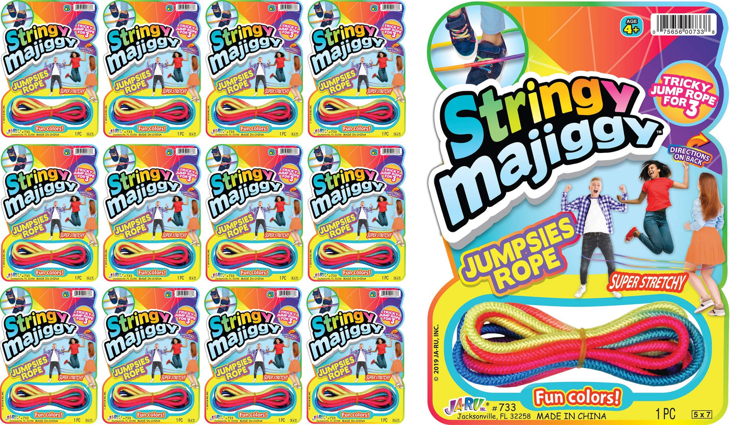 Fun A Ton Elastic Chinese Jump Rope (12 Skipping Rope) Colorful Stretchy Jump Rope for Kids. Boys and Girls Party Favor. Physica
