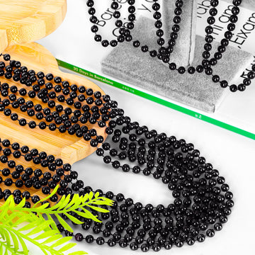 120 PCS Mardi Gras Accessories, 33 IN Beaded Necklace, Mardi Gras Beads, Black Bead Necklace, Throw Beads Bulk for Party Parade