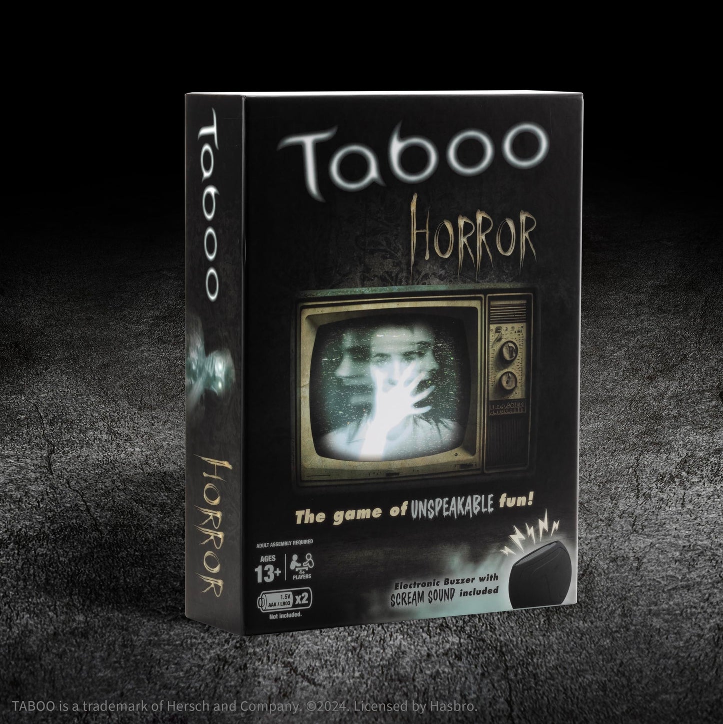 Taboo: Horror Edition Party Board Game, Horror Genre Themed Trivia Word Game with Screaming Buzzer, Game for 2 Players or More,