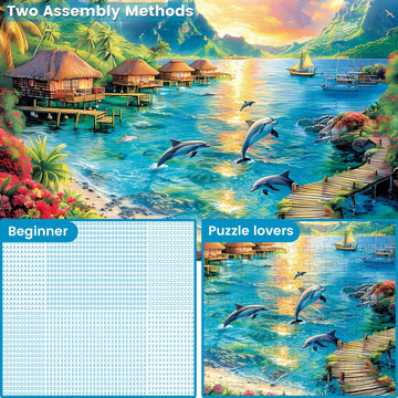 300 Piece Puzzles For Adults, Jigsaw Puzzles 300 Pieces Dolphin Puzzles Recycled Cardboard Paper Puzzles Challenging Puzzle Pieces Games For Kids Adults 20.5 * 15In