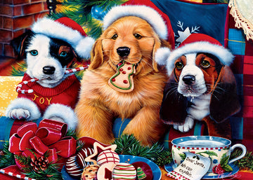 Masterpieces 500 Piece Glitter Christmas Jigsaw Puzzle - Santa Paws - 15''X21''